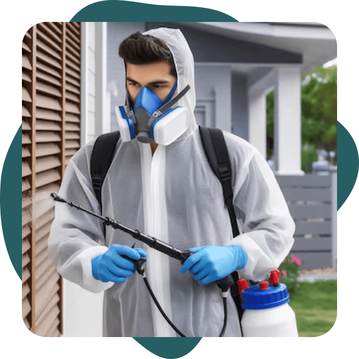 Illustration représentant un technicien en intervention pour une infestation de punaises de lits